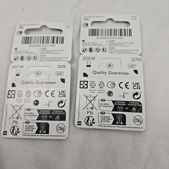Power One 1.45V Hearing Aid Batteries p10 PR70 11/24 2 Pks - Picture 4 of 4